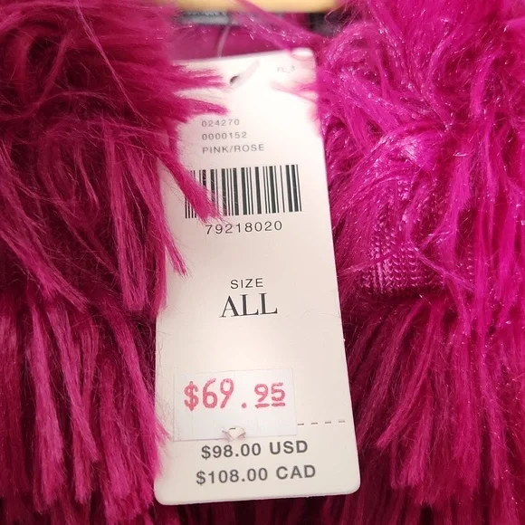 Hot Pink Anthropologie Faux Fur Capelet Shrug Bolero One Size Fits Most - Picture 2 of 15